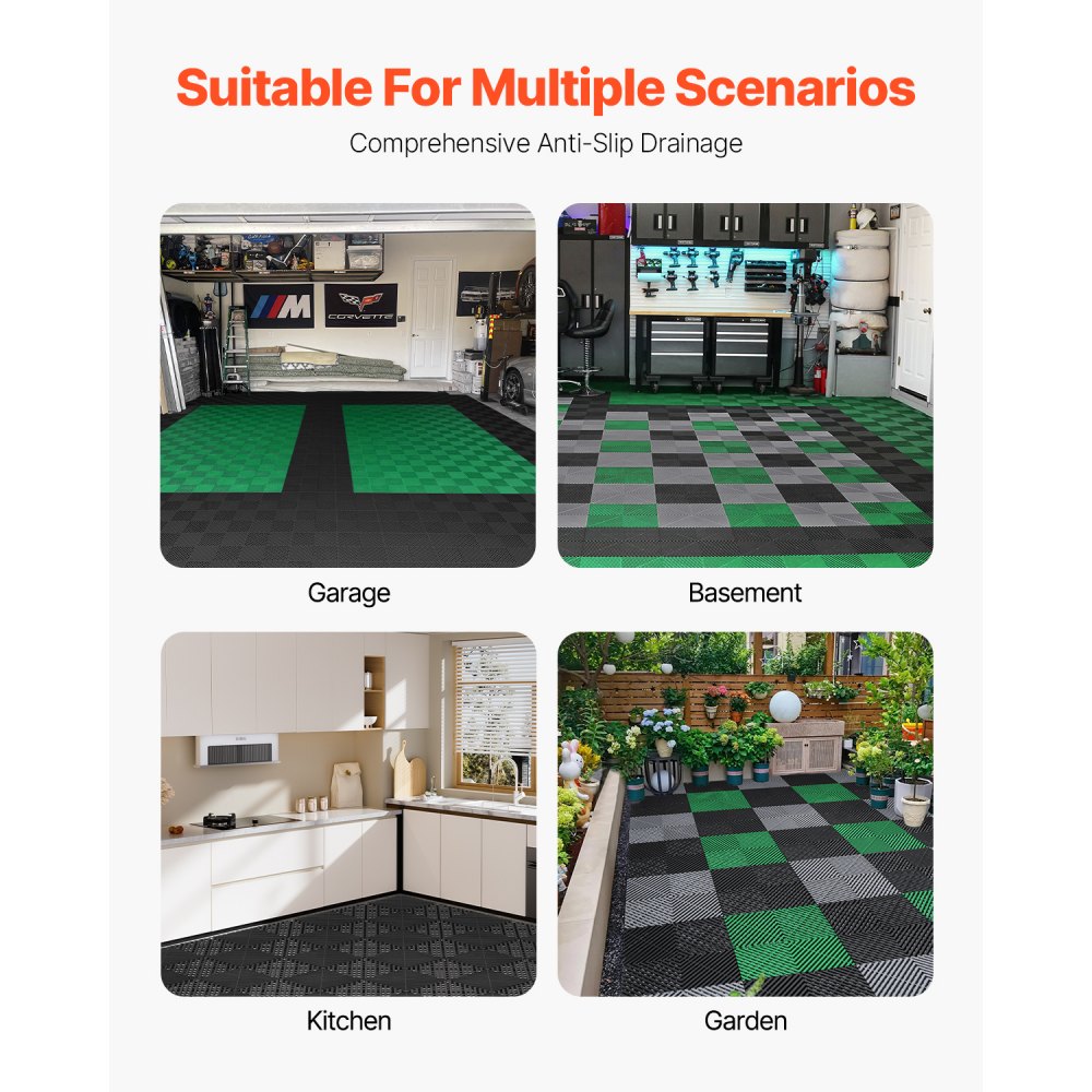 GS-30*30*1.5-B - Durable 12” x 12” Interlocking Drainage Mat for Heavy Use