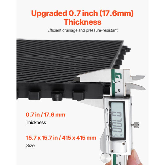 GS-40*40*1.8-B - Heavy-Duty 40"x40" Interlocking Drainage Mat for Garages