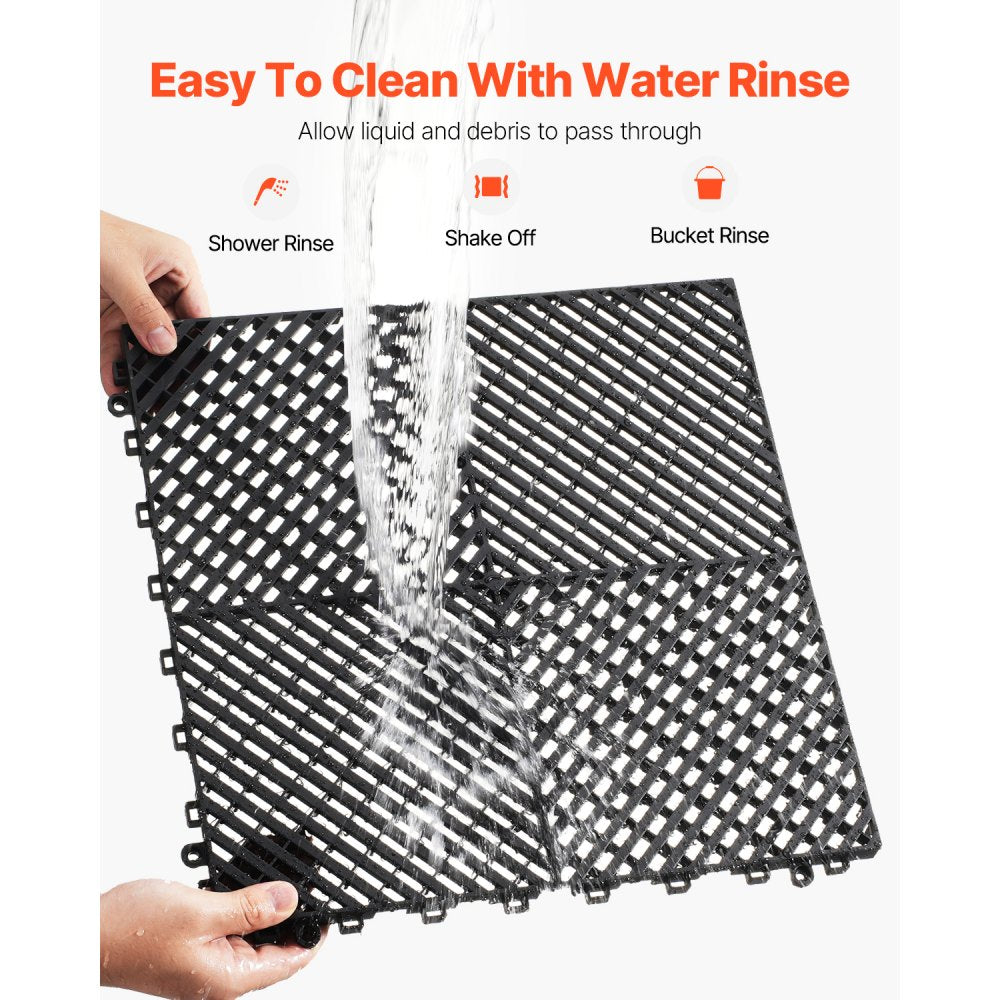 GS-40*40*1.8-B - Heavy-Duty 40"x40" Interlocking Drainage Mat for Garages