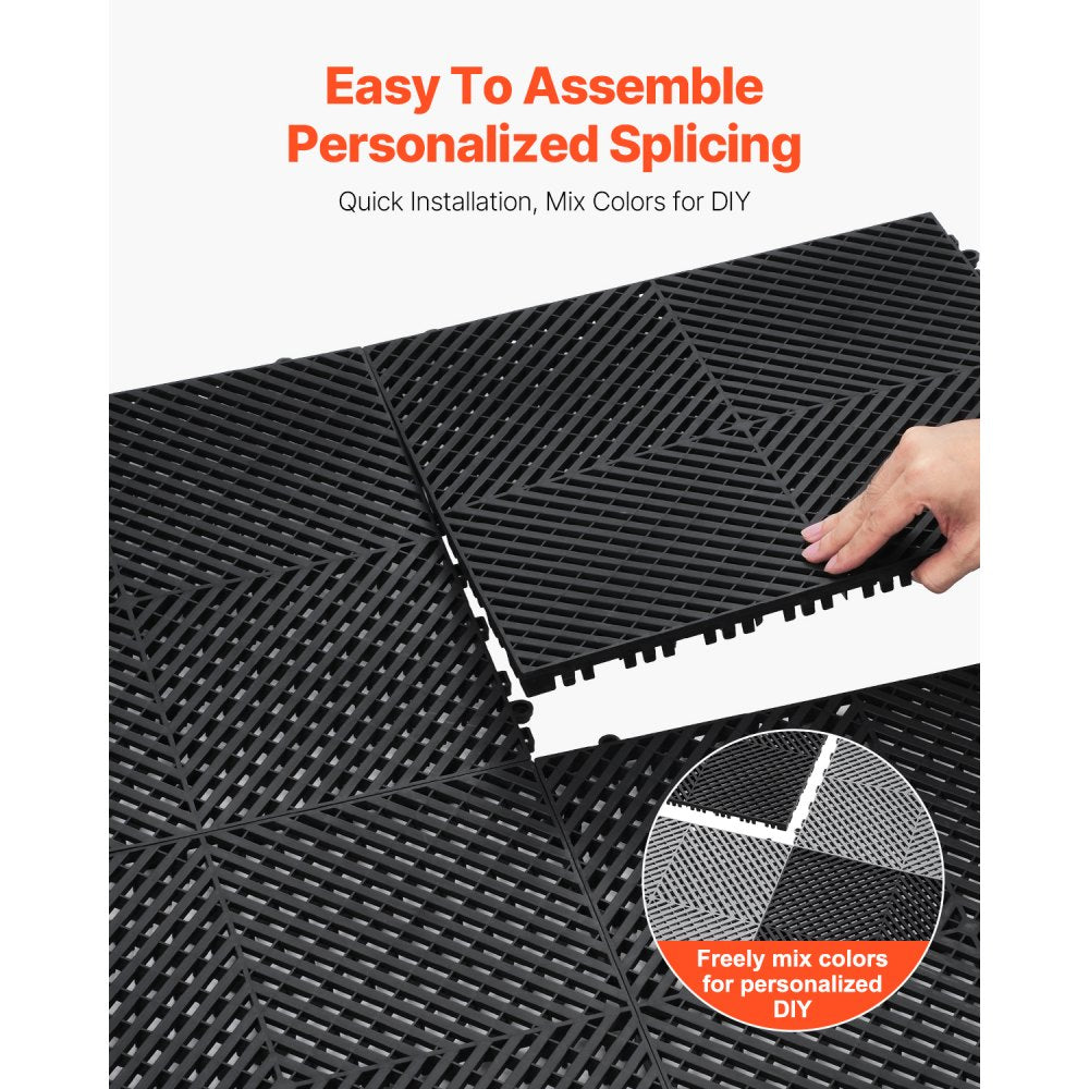 GS-40*40*1.8-B - Heavy-Duty 40"x40" Interlocking Drainage Mat for Garages