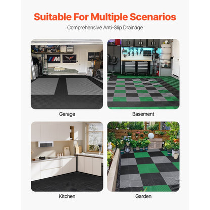 GS-40*40*1.8-B - Heavy-Duty 40"x40" Interlocking Drainage Mat for Garages