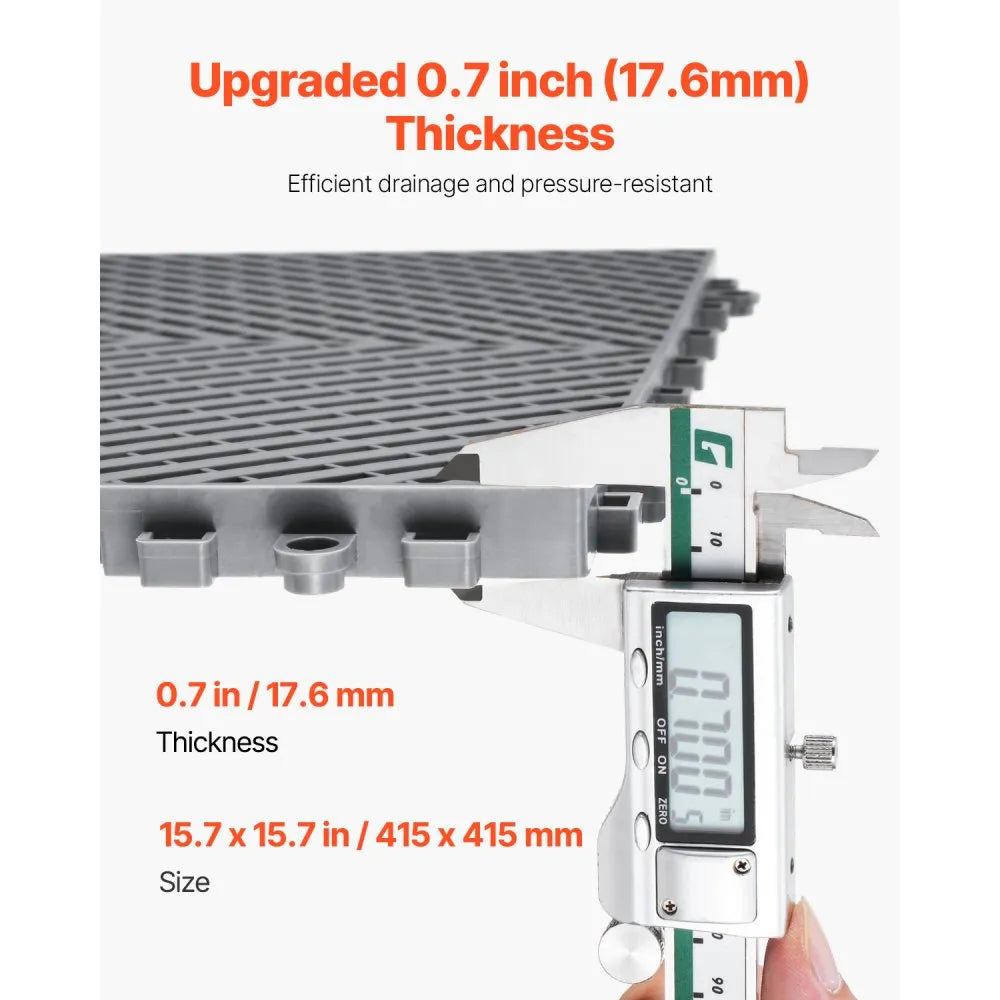 GS-40*40*1.8-G - Heavy-Duty Rubber Interlocking Drainage Mat for Garages