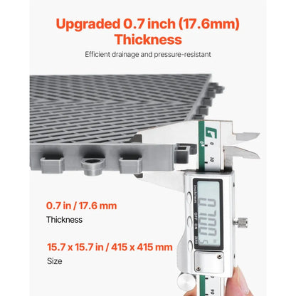 GS-40*40*1.8-G - Heavy-Duty Rubber Interlocking Drainage Mat for Garages