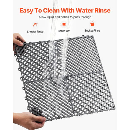 GS-40*40*1.8-G - Heavy-Duty Rubber Interlocking Drainage Mat for Garages