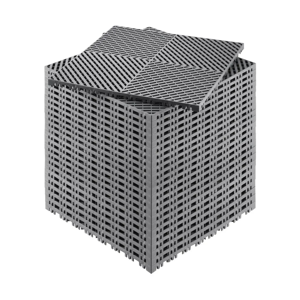 GS-40*40*1.8-G - Heavy-Duty Rubber Interlocking Drainage Mat for Garages
