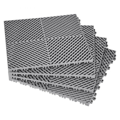 GS-40*40*1.8-G - Heavy-Duty Rubber Interlocking Drainage Mat for Garages