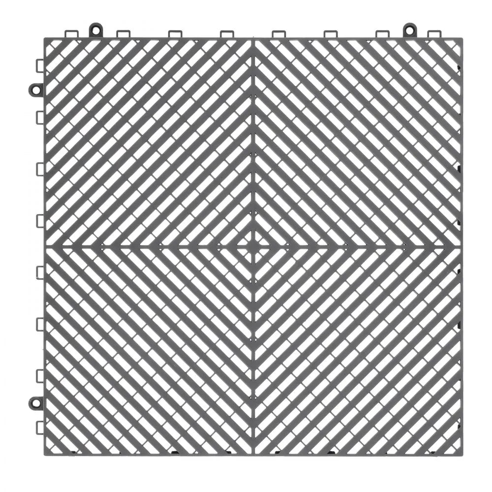 GS-40*40*1.8-G - Heavy-Duty Rubber Interlocking Drainage Mat for Garages