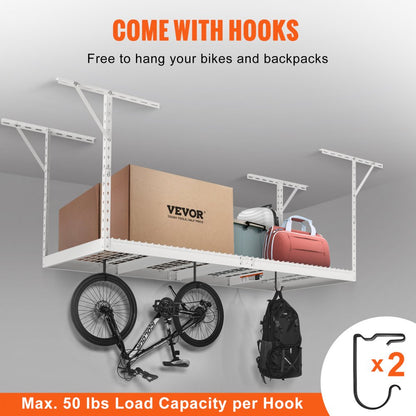 010394696664 - Heavy-Duty Garage Ceiling Rack, 3x8, Adjustable and Secure Storage