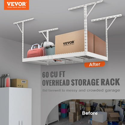 010256613957 - Adjustable Overhead Garage Rack for Space-Saving Storage