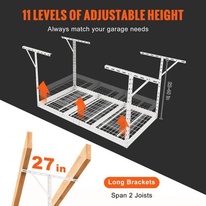 010256613957 - Adjustable Overhead Garage Rack for Space-Saving Storage