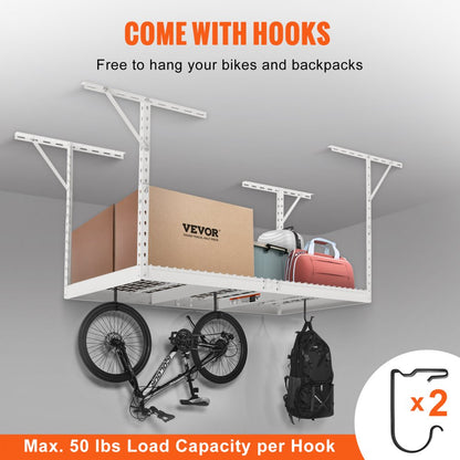 010256613957 - Adjustable Overhead Garage Rack for Space-Saving Storage