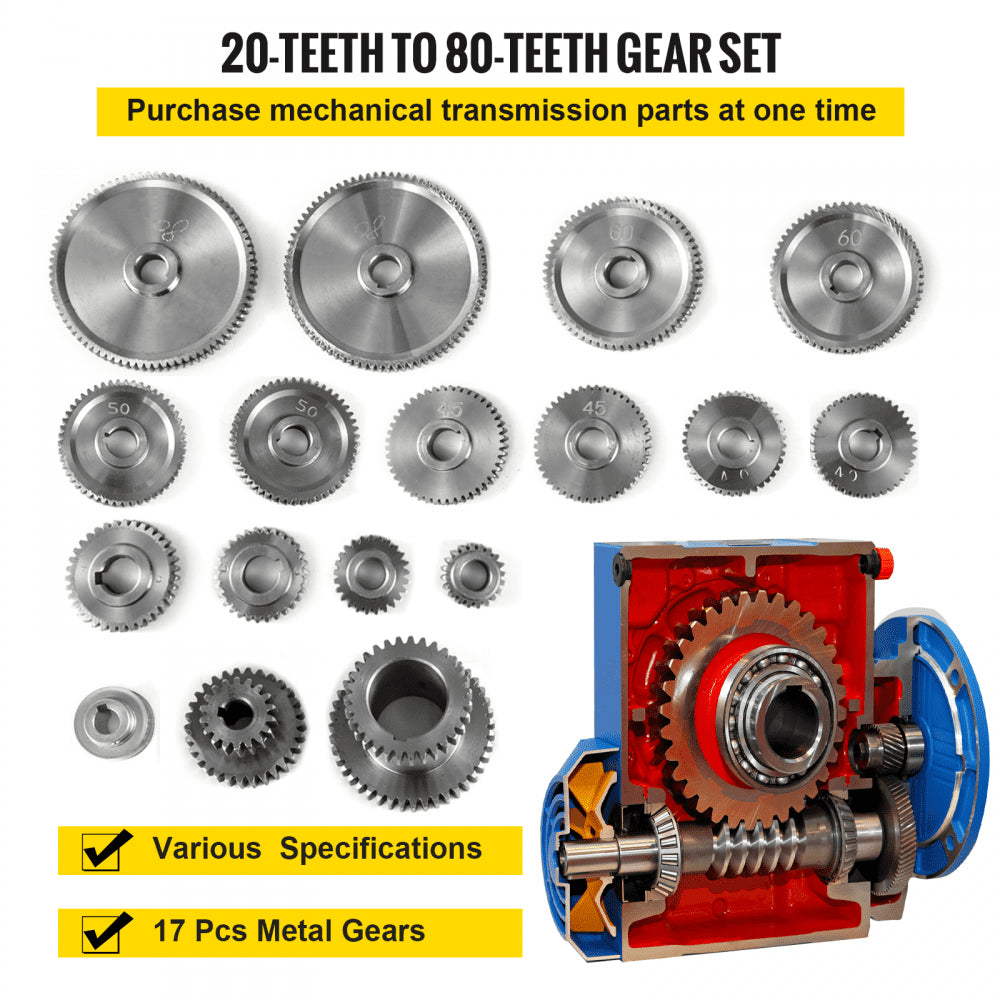 CJ0618 - 17-Piece Precision Iron Micro Lathe Gear Set