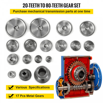 CJ0618 - 17-Piece Precision Iron Micro Lathe Gear Set
