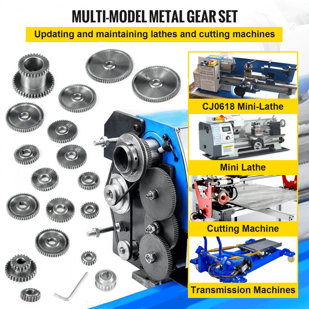 CJ0618 - 18-Piece Steel Micro Lathe Gear Set for Precision Cutting