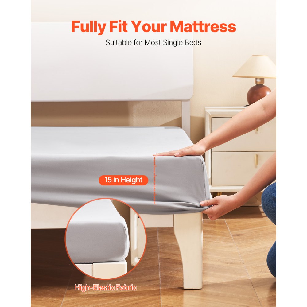 SYSH-F01 - Twin Fitted Sheet Set, 75 x 39 In, Wrinkle-Resistant