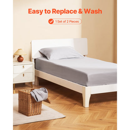 SYSH-F01 - Twin Fitted Sheet Set, 75 x 39 In, Wrinkle-Resistant