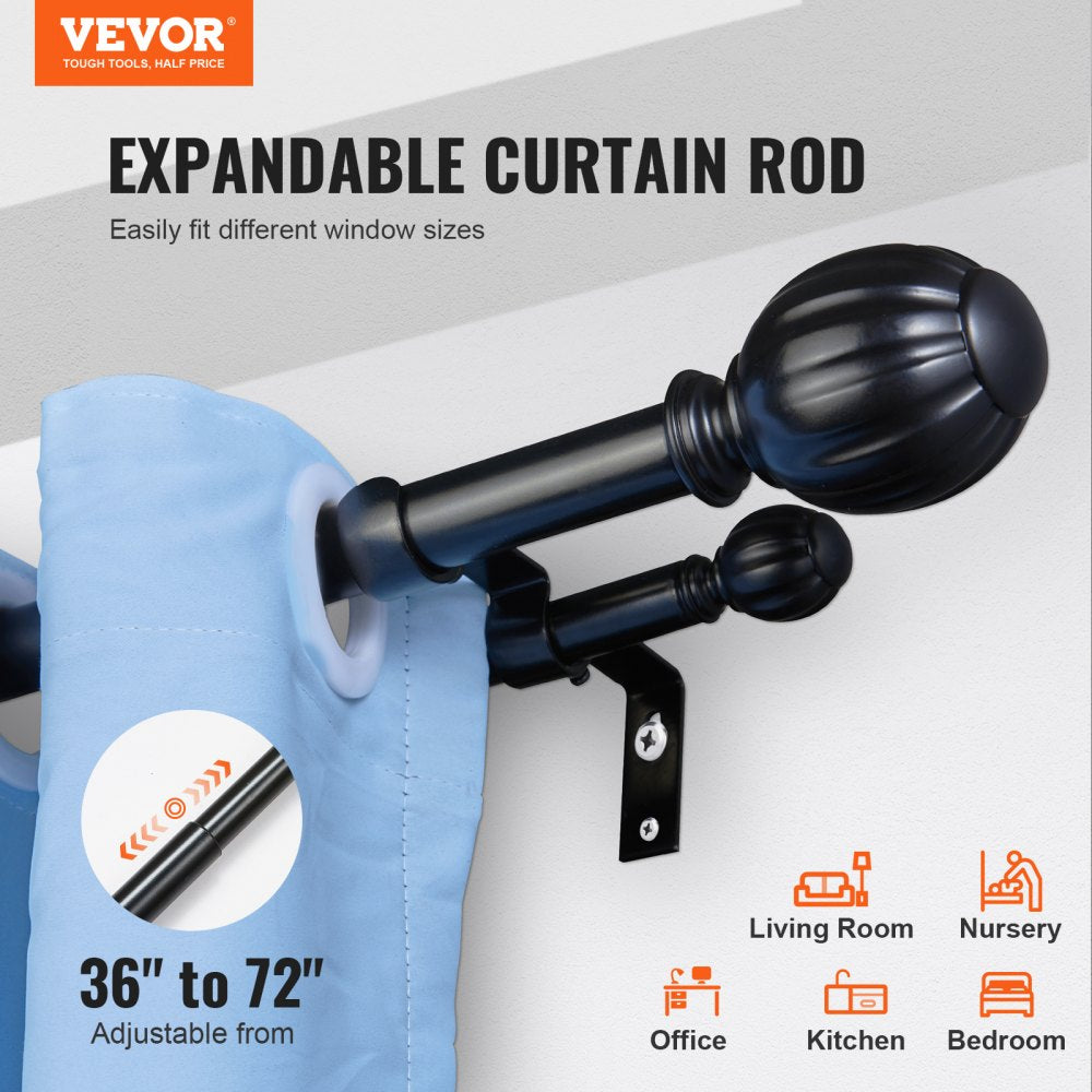 TW-S36/72 - Adjustable 36-72" Double Rods for Heavy Curtains