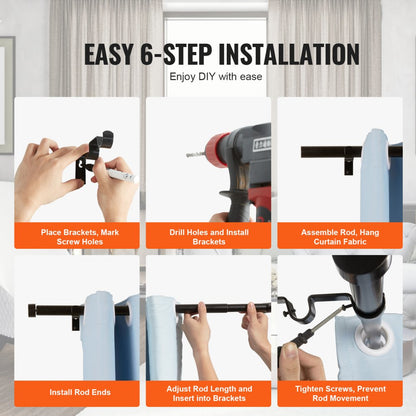 TW-R72/144 - 72 to 144 Inch Adjustable Double Curtain Rods with Round Finials