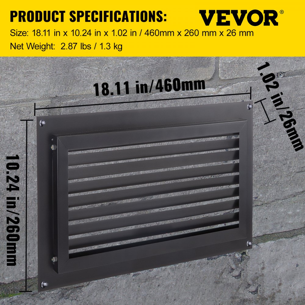 FHTFKGDBY-16''x8'' - Zinc-Coated Flood Vent for Crawl Spaces & Garages