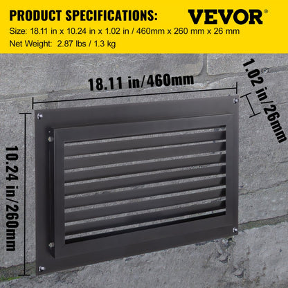 FHTFKGDBY-16''x8'' - Zinc-Coated Flood Vent for Crawl Spaces & Garages