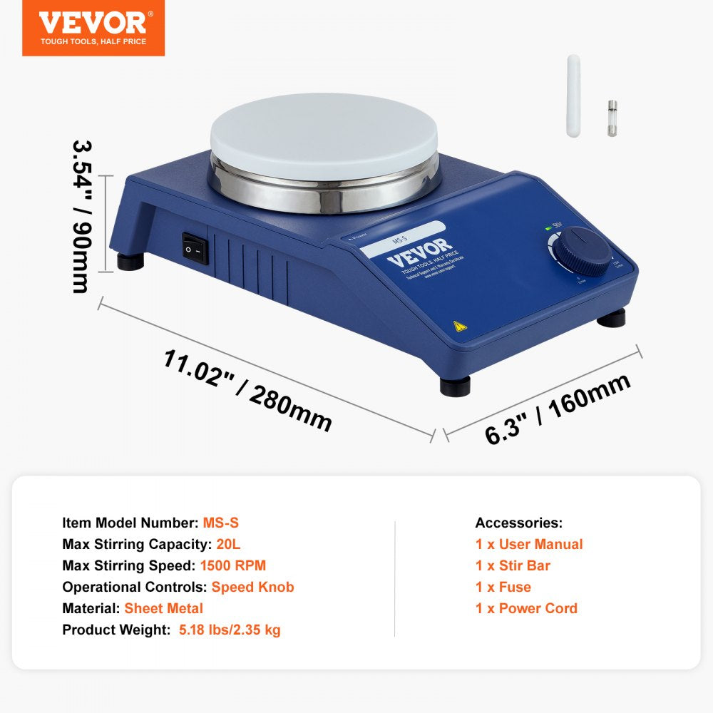 MS-S - 20L VEVOR Magnetic Stirrer for Lab & Industrial Use