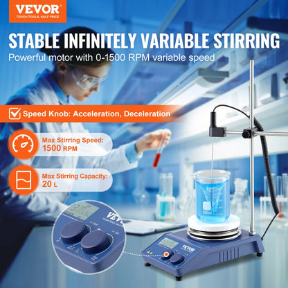MS-H-ProA - 20L VEVOR Magnetic Stirrer Hot Plate, 11.02x6.3x20.08 inches