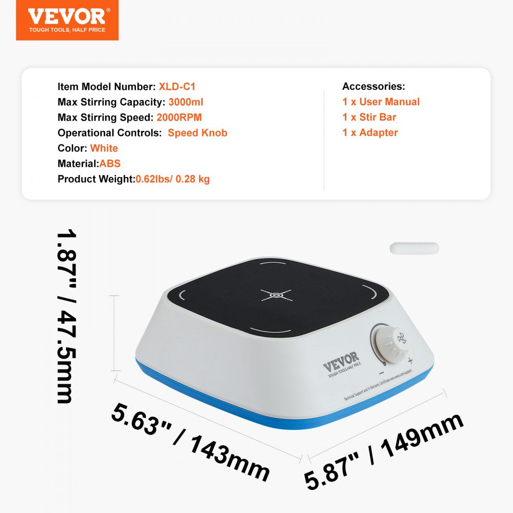 XLD-C1 - 3000mL Magnetic Stirrer with Adjustable Speed up to 2000 RPM