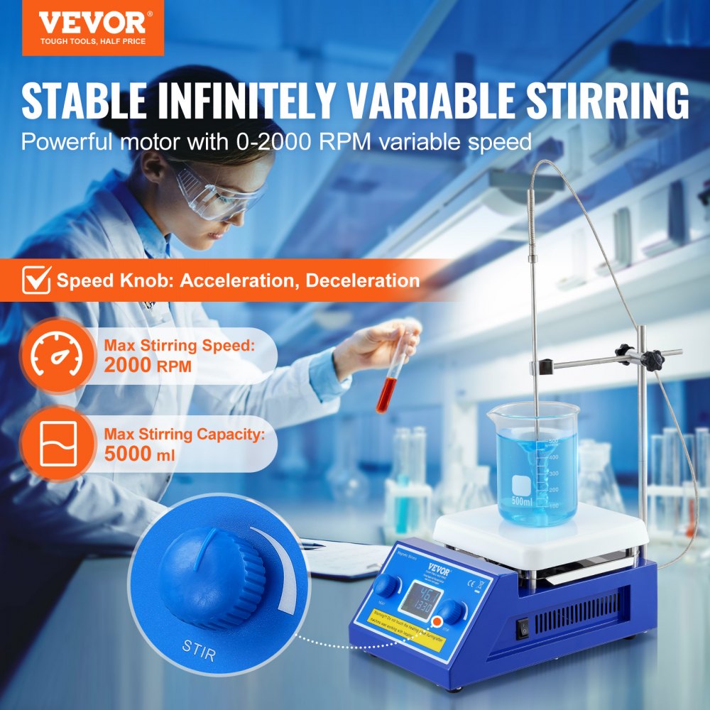 SH-3ABEII - Reliable VEVOR Magnetic Stirrer Hot Plate for Precise Mixing