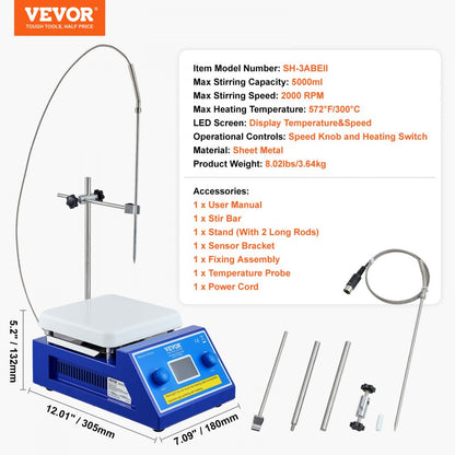 SH-3ABEII - Reliable VEVOR Magnetic Stirrer Hot Plate for Precise Mixing