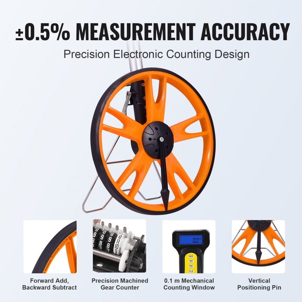 QLDZ08-1 - VEVOR 12.5" Measuring Wheel, Telescoping Handle 27.95"-40.94"