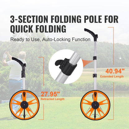 QLDZ08-1 - VEVOR 12.5" Measuring Wheel, Telescoping Handle 27.95"-40.94"