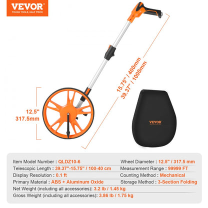 QLDZ10-6 - Lightweight 12.5" Measuring Wheel with Adjustable Handle