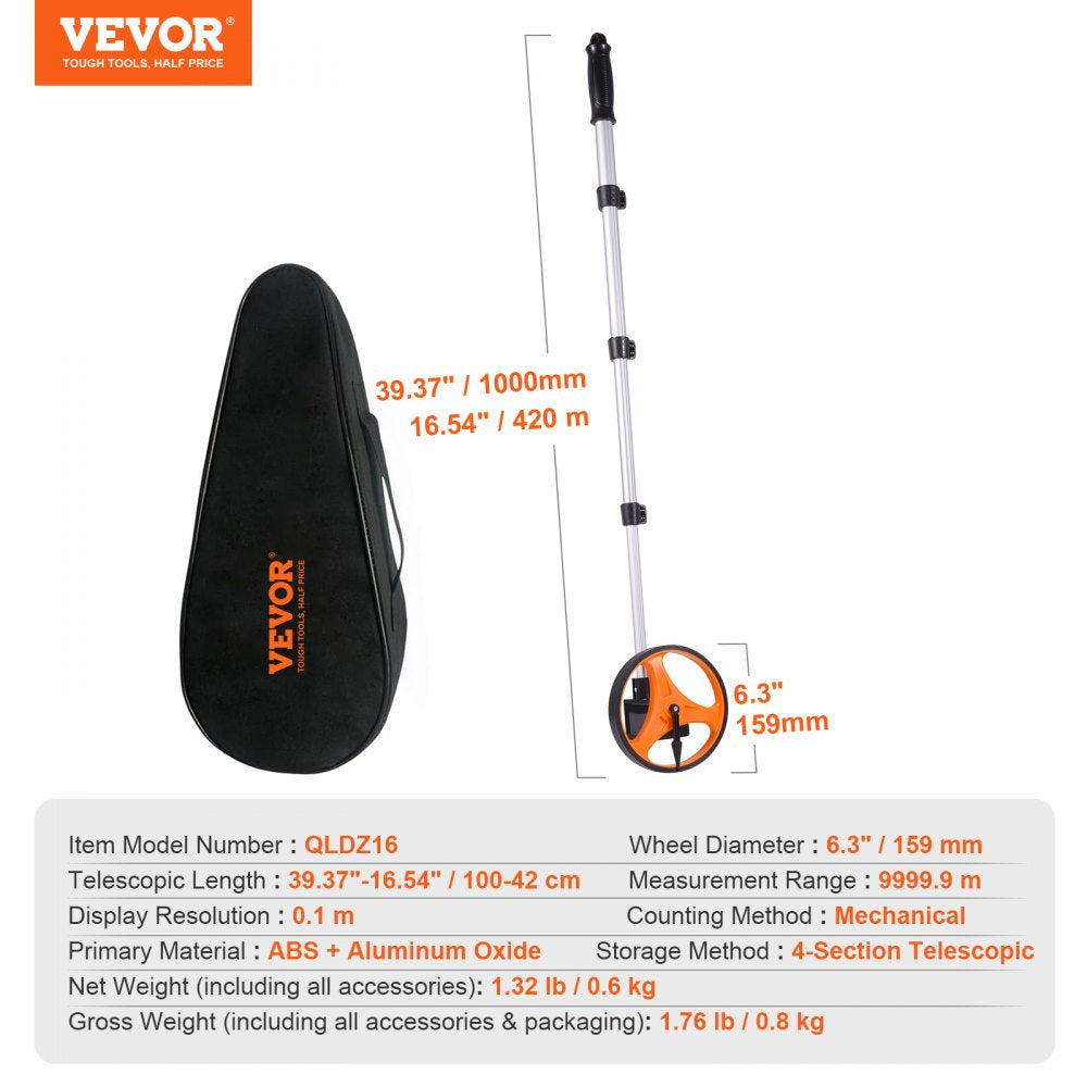 QLDZ16 - Accurate VEVOR Measuring Wheel with 6.3" Diameter for Easy Distance Measurement