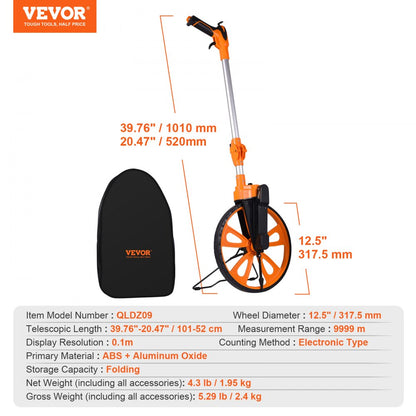 QLDZ09 - Accurate 12.5" Measuring Wheel with Ergonomic Handle and Floating Arrow