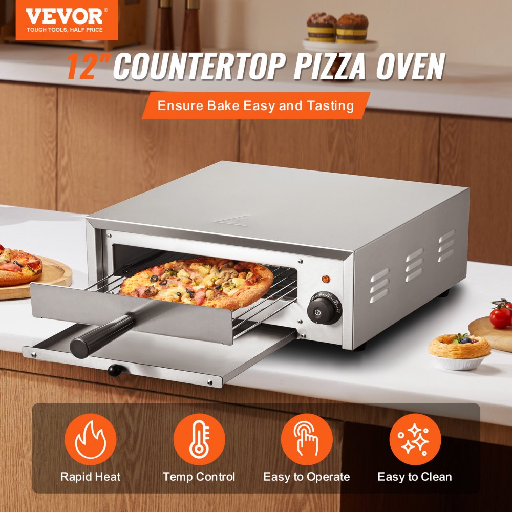 FY-DBS-1 - 12" Stainless Steel Electric Pizza Oven with Precise Temperature Control