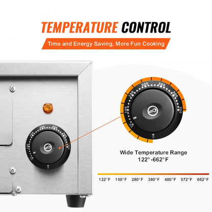 FY-DBS-1 - 12" Stainless Steel Electric Pizza Oven with Precise Temperature Control