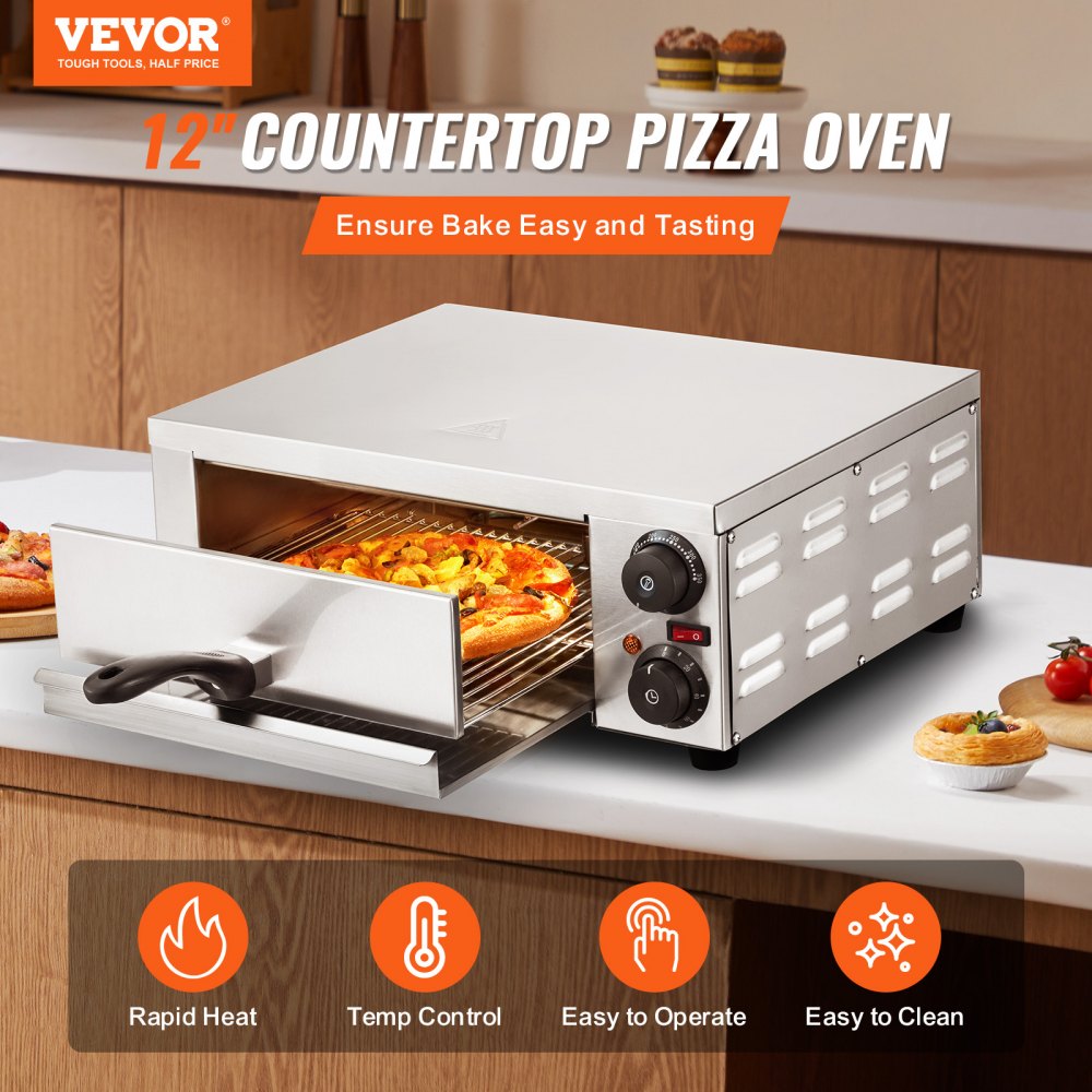 FY-P0-1 - 12" VEVOR Stainless Steel Pizza Oven with Dual Heating Tubes