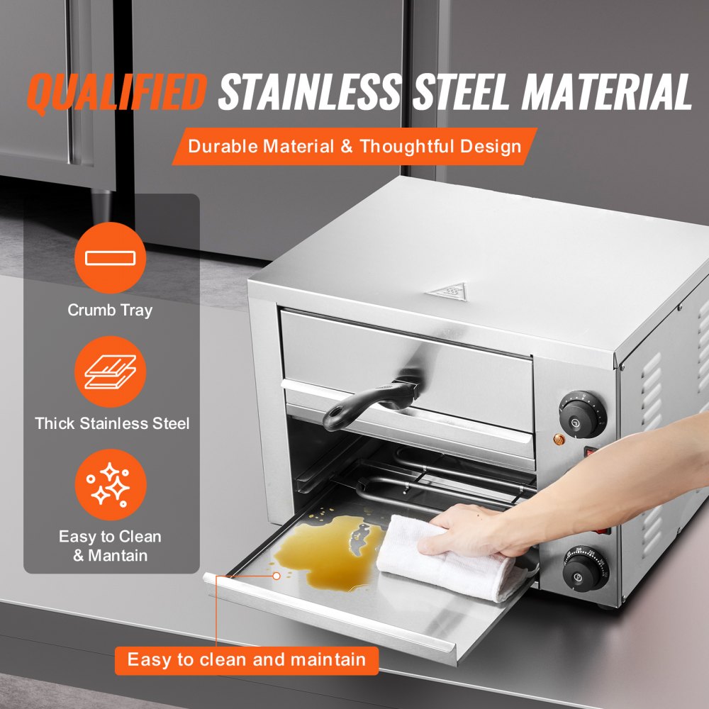 FY-P0-2 - VEVOR 12" Electric Pizza Oven with Stainless Steel Design