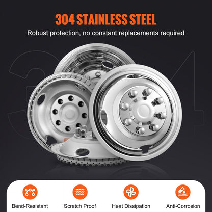 71604F/R - 16-Inch Stainless Steel Wheel Covers for Ford F350 Upgrade