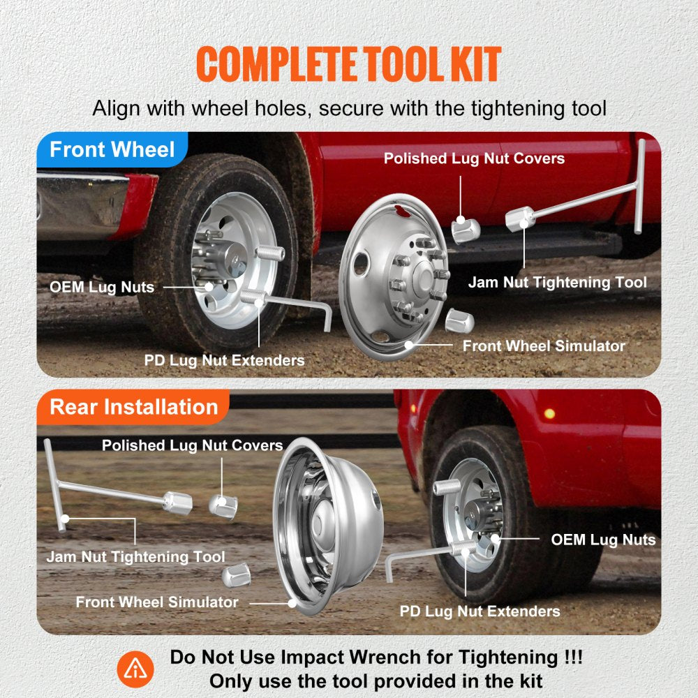 71903F/R - Stainless Steel Wheel Simulators for Ford F450/F550 Trucks