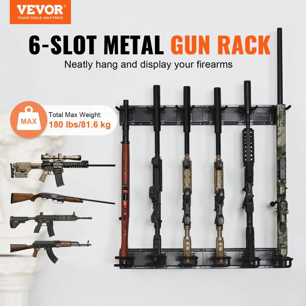 RF-QJ003 - Heavy-Duty Metal Gun Rack for 4-6 Firearms with Soft Padding
