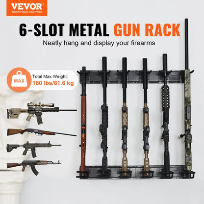 RF-QJ003 - Heavy-Duty Metal Gun Rack for 4-6 Firearms with Soft Padding