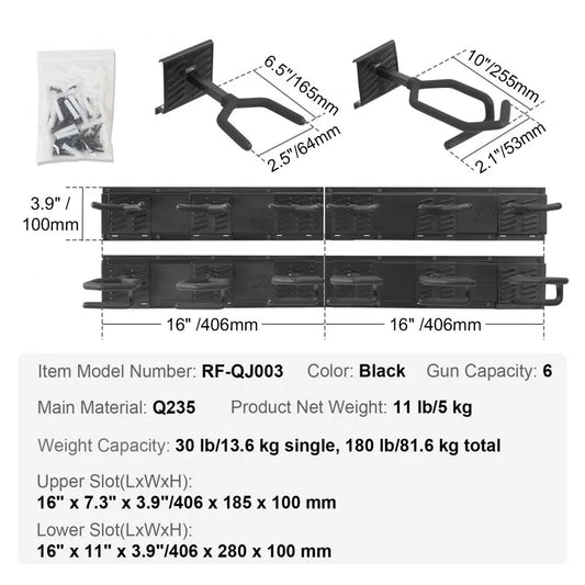 RF-QJ003 - Heavy-Duty Metal Gun Rack for 4-6 Firearms with Soft Padding