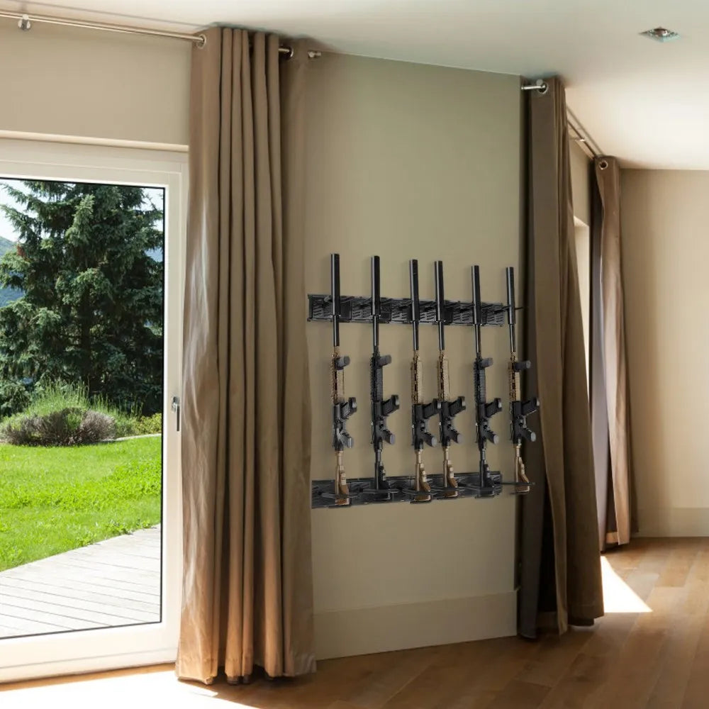 RF-QJ003 - Heavy-Duty Metal Gun Rack for 4-6 Firearms with Soft Padding