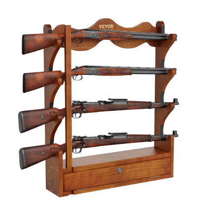 WZ001 - Solid Wood Gun Rack for 4 Rifles, 33.1" x 24" x 5.5"