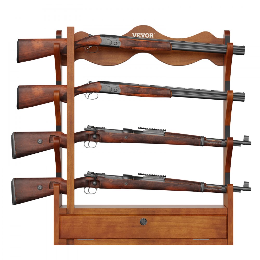 WZ001 - Solid Wood Gun Rack for 4 Rifles, 33.1" x 24" x 5.5"