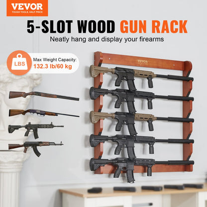 WZ002 - Elegant Pine Gun Rack with 5 Slots, 33.1" x 30.1"