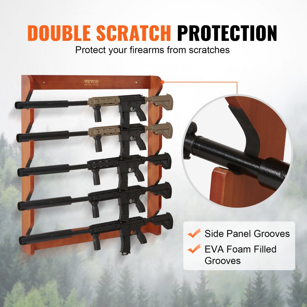WZ002 - Elegant Pine Gun Rack with 5 Slots, 33.1" x 30.1"