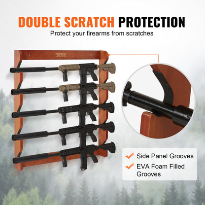 WZ002 - Elegant Pine Gun Rack with 5 Slots, 33.1" x 30.1"
