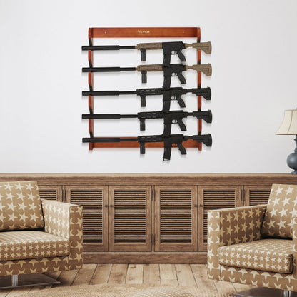 WZ002 - Elegant Pine Gun Rack with 5 Slots, 33.1" x 30.1"